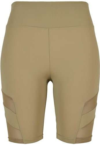 Urban Classics Damen Radlerhose Ladies High Waist Tech Mesh Cycle Shorts, Farbe Khaki, Größe L