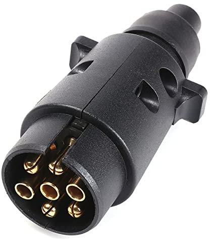 SPARKMOTO Spina 7 Poli Rimorchio,Norma ISO 1724 Spina Rimorchio 7 Poli maschio,12V Spina Rimorchio 7 Poli Impermeabile per Rimorchio Roulotte RV Camion portabiciclette Spina 7 Poli(cappuccio di gomma)