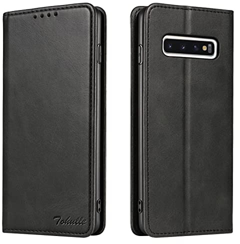 TOHULLE Case for Samsung Galaxy S10, Premium PU Leather Wallet Case with Card Holder Kickstand Built-in Magnetic Closure Flip Folio Phone Cover for Samsung Galaxy S10 - Black