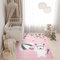 TAPISO Pinky Teppich Kurzflor Rosa Weiß Grau Modern Hase Regenschirm Herzen Design Kinderzimmer Kinderteppich Spielteppich ÖKOTEX 80 x 150 cm