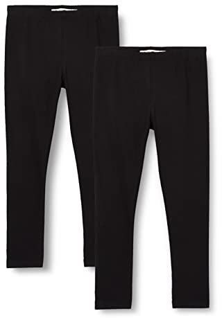 MINYMO Girl's Basic (2-Pack) Leggings, Anthracite Black, 134 (2er Pack)