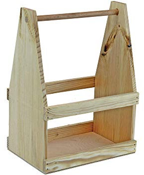 HW HOLZKISTEN-WELT Bierträger 6er aus Holz Natur - Flaschenträger Getränketräger Kiste