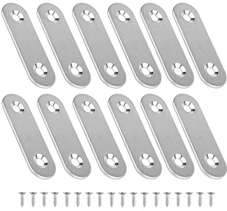 15 Pièces Fixation Droit Plat Plaques Support en Droit Plat Metalliques Equerres Plaques Pattes d'assemblage 16 * 56mm Equerre de Fixation Plats pour Fixation Meubles