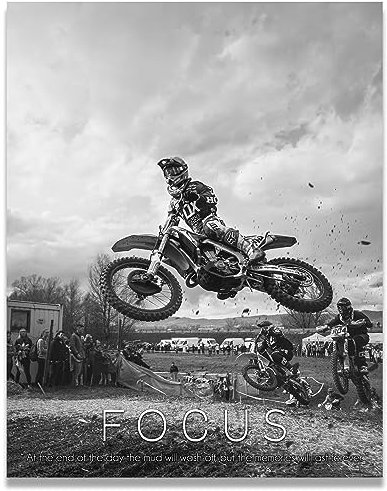 Inspirational Wall Art Co. - Focus – Motocross ATV Dirt Bike Guys Rampe Freestyle Racing Geschenk Jungen Motivation Zitate Poster Druck für Home Office Decor – 27,9 x 35,6 cm