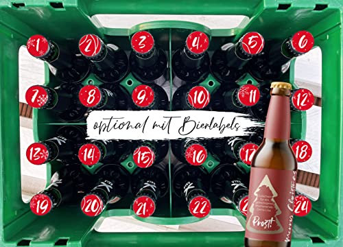 Adventskalender Bier für Männer | Personalisierter Rubbellos Adventskalender | Kronkorkensticker | Aufkleber zum Selbstgestalten (mit 1 Bierlabel)