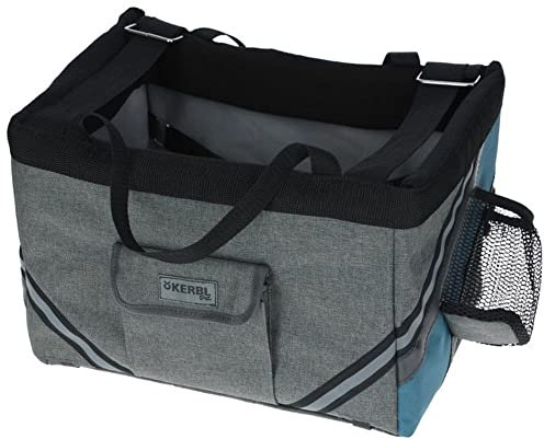 Coperani | Hunde Fahrradbox | Grau Blau | Gepolstert | Reflektierend | einfache Befestigung