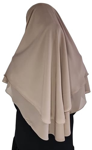 Yaqeen Hijab Kurzer Chiffon-Khimar, 2-lagig, Diamantschliff, Dreieck, Hijab, Muslimischer Schal, Kopftuch, Chadors, Arabien, islamisches Gebetskleid, muslimische Schals, mokka, Einheitsgröße