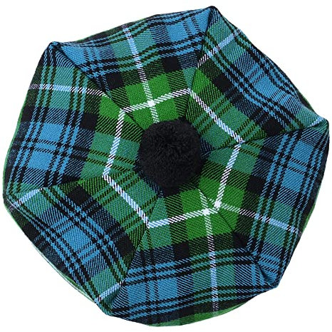 Scottish Traditional Tam o' Shatner Acryl Wolle Tammy Hut Pom Pom One Size Various Tartans Barett Balmoral Flat Kilt Bonnet Jimmy Hats Flat Cap, Ancient Lamont Tartan, L/XL