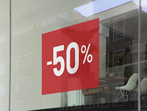 Olmedo Servicios Integrales Vinilos de Descuento 50% 90x60 cm - Cartel Adhesivo Ofertas