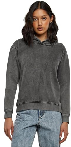 Urban Classics Damen Kapuzenpullover Ladies Stone Washed Hoody Black M