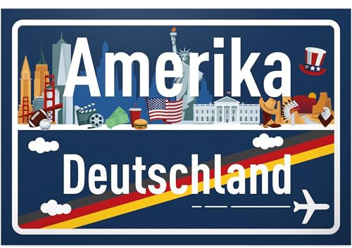 DankeDir! USA Amerika Deutschland Ortsschild - Schild 30 x 20 cm - Geschenk Idee Gutschein Reise Urlaub Reisegutschein Geldgeschenk Abschiedskarte Geschenkidee Deko Karte