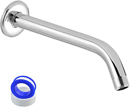 Duscharm mit Flansch und Teflonband, Voolan 25cm Verlängerung Duschkopf Arm für Badezimmer Fester Duschkopf, massiver Edelstahl, an der Wand montiert (Chrom)