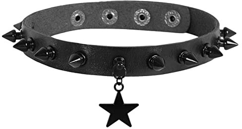MILAKOO Pentagramm Form Charme Halskette Steampunk PU Leder Nieten Nieten Halsband für Unisex(Einstellbar)