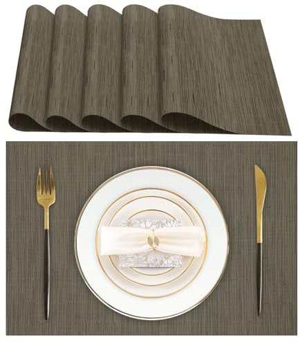 Lumaca Tischsets Abwaschbar, Set mit 6 Platzset, (70% PVC, 30% Polyester), hitzebeständig, rutschfest, für Küchentisch und Restaurants,Olivgrau