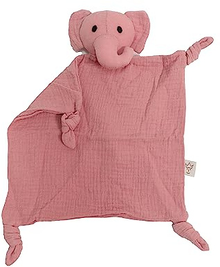 Kaiser 65231491 Elefant Schnuffeltuch Muslin, Schmusetuch 0+ Monate, Trösterchen für Baby&Kleinkinder, ca. 33x30cm, Fb. Birdal Rose