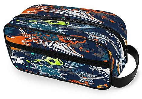 Trousse de toilette portable pour sport, football, art, peinture, voyage, trousse de maquillage, sac de rangement pour femmes, hommes, garçons et filles, multicolore