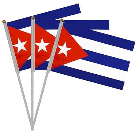 20 Piezas de Banderas de manivela de Cuba para el día Nacional, Cuba Mini Bandera portátil, Bandera Cuba, Pequeña Bandera Cuba, Mini Bandera Cuba