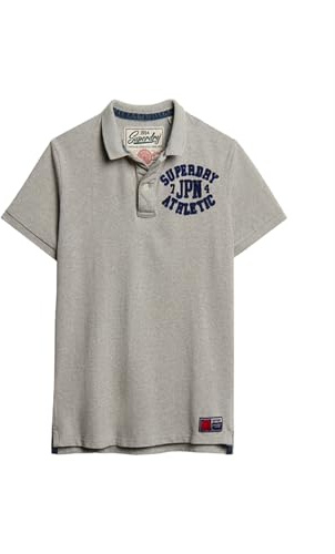 Superdry Herren Vintage Athletic Polohemd Hellgrau Meliert XL