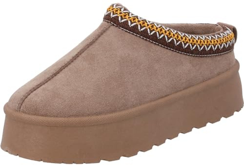 Palado Hausschuhe Damen Asinara – kuschelig warm gefütterte Pantoffeln - bequeme Schlupfschuhe für Zuhause Stitch Sand UK8 - EU41