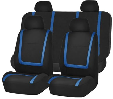 VALKEM Auto Sitzbezügesets für Nissan Micra K13 Visia First/Acenta/Tekna 2010-2017, 5 Sitzer Allwetter rutschfest Atmungsaktiv Schonbezug Set Sitzkissenschutz, Auto Innenraum Zubehör, C Blue