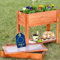 ITA Carré Potager surélevé en Bois - Mini Serre Châssis Incluse - Jardinière avec Plateau sur Pied avec Feuille de Protection - pour Fleurs, Légume, Herbes - Brun