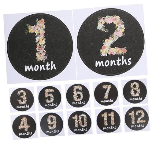 DOITOOL 24stücke Monatsaufkleber Mit Blumenmuster Dekorative Sticker Für Babyfotos Geeignet Für Babyparty Und Erinnerungsfotos