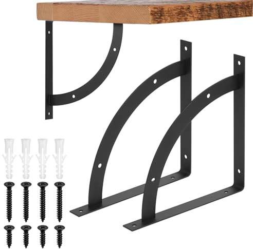 2 Pcs Heavy Duty Shelf Brackets Heavy Duty, Black Brackets for Shelves Brackets Wall Mounted, 90 Degree Right Angle Triangle Self Brackets for Shelving Radiator Greenhouse Shelf Brackets, 7x7