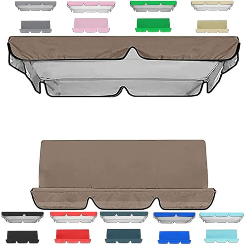 Set di coperture per dondolo da giardino, a 3 posti, impermeabile, antivento, anti-UV, resistente, a prova di strappo, copertura superiore per amaca da giardino (TYP-2,195 x 125 x 15 cm/150 x 50 x 10