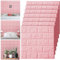Tinlade Lot de 30 panneaux muraux 3D 3D à décoller et à coller - Panneaux muraux en mousse imitation brique imprimables - Carreaux muraux décoratifs imperméables (rose élégant)