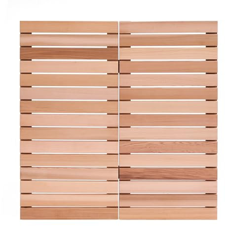 bingaai Duschmatte aus Zedernholz, 76,2 cm, quadratische Matte, faltbare Holz-Badematte, rutschfest, für Badezimmer, Badewanne, Spa, Sauna, Garten, Haus, Holzbodenmatte, groß für drinnen und draußen