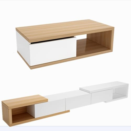 NIBHZ Einfache Moderne Kleine Wohnung, Wohnzimmer, Couchtisch, TV-Schrank-Kombination, Teleskopisch, Leicht, Luxuriös, Minimalistisch, Boden-TV-Schrank, Creme-Stil,125~220cm