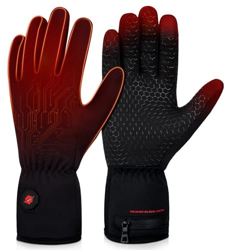 Beheizbare Handschuhe, Beheizte Handschuhe Warme Winterhandschuhe Herren Damen Heizhandschuhe Anti-Rutsch Handschuhfutter Handwärmer (Schwarz, L)