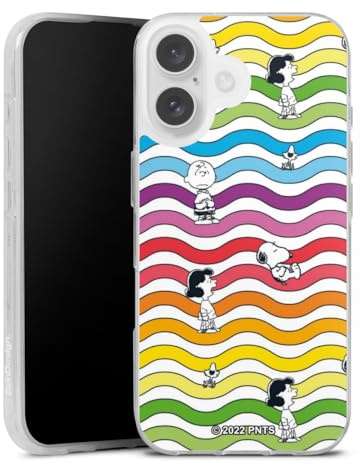 Silikon Hülle kompatibel mit Apple iPhone 16 Case transparent Handyhülle Snoopy Muster Peanuts