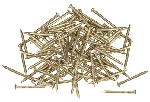 TOP-VIGOR 100Pcs Hardware Nails, 1.2mmx15mm Brass Nails and Pins Assortment, Wall Pins Tacks Nails for Woodworking, Panel Pins for Hanging Picture, Frame, Mirror, Furniture, Construction