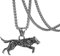 Flongo Wikinger Wolf Halskette für Herren: Edelstahl 3D Laufender Silber Wolf Anhänger Vintage Punk Nordische Kette Tierschmuck Stark Glück Amulett Geschenke Teenager Männer Väter Jugend