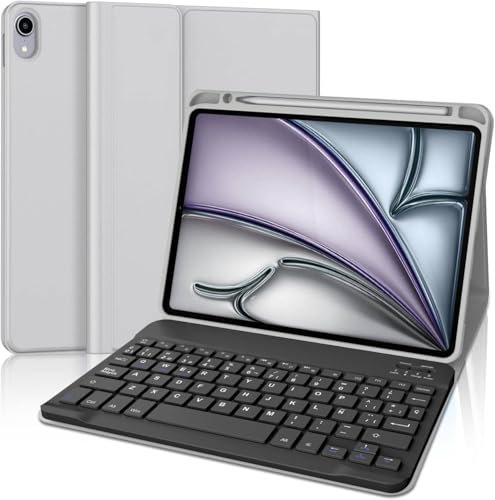 WINCHKING Custodia con Tastiera Per iPad Air 13 Pollici 2025 M3/2024 M2, Custodia Tastiera Per iPad Pro 12.9 (3. 4. 5. 6° gen), Rimovibile Senza Fili Bluetooth Magnetico Con Layout QWERTZ (Grigio)