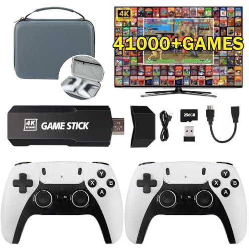 Console for giochi retrò for TV, Game Stick retrò integrato con oltre 58.000 giochi, HD Game Stick 2 2024, Giochi TV retrò plug and play, Game Stick 4K - 40.000 giochi retrò, Emulatore di giochi, 256
