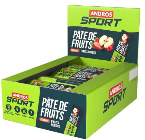 Andros sport - Fruchtpasten (32x30g) - Energieriegel - Kohlenhydrate, Vitamine und Mineralien - Rote Früchte