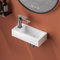 EMKE Lavabo da parete per guardaroba, piccolo lavello angolare rettangolare in ceramica per bagno, bianco, 36 x 18 x 9 cm (lunghezza x larghezza x altezza) - un foro per rubinetto sinistro