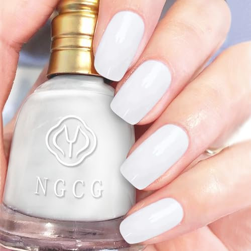 White Nail Polish - Pure Color Varnish - Milky White, Long Lasting, Chip Resistant & Quick Drying for DIY Nail Art Manicure at Home