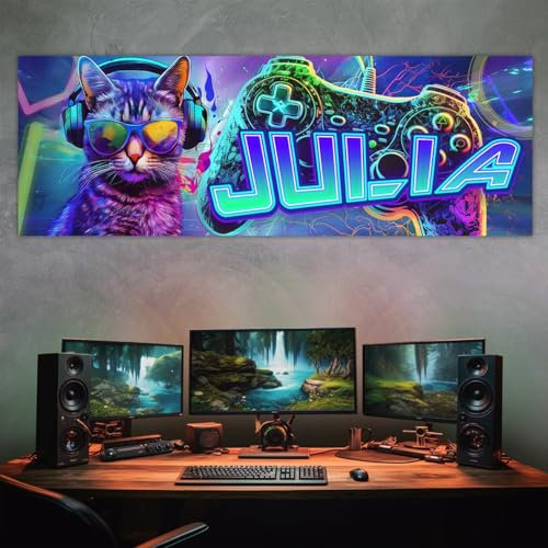 tjapalo® zp Poster Kinderzimmer Mädchen Gamer poster mit Namen personalisiert gaming Wanddeko gamer Bild für die Wand Wandbild Jugendzimmer gamer Poster gaming zimmer Bilder für Teenager, Farbe: zp104