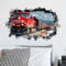 SUPERDANT 3D Stickers Muraux Rouge Train Vintage Break Autocollant Mural Train de Forêt Autocollants Muraux Autocollants Muraux à Décoller et à Coller Décoration Murale