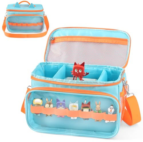 Taladad Tasche für Toniebox Tonie,Aufbewahrung für Tonies Hörfiguren,Tragetasche mit Schultergurt,für Toniebox Starter Set und Zubehör Tonies Figur (Blau)