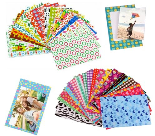 OHREN 40 piezas, Set de pegatinas de película, Borde de foto y marco fotográfica, compatibles con Mini 9/8/7S/70/26/50S/90/40/11/12, papel foto mini, mini 12 (Coloridas)