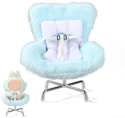 Tinoaly Seggiolino Auto per Bambole 10 a 17 cm, Seggiolino di Sicurezza Bambole con Cuscino Peloso Clip Presa d'Aria e Supporto da Tavolo Decorazione Scrivania per Auto Gli Appassionati di Giocattoli