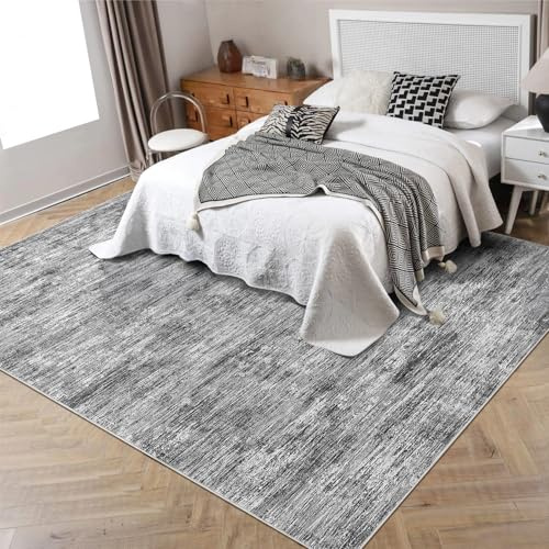 LuxFocus Teppich Wohnzimmer 200x290 cm Modernes Uni-Design Kurzflor Grau | Moderner Minimalistischer Teppich für Schlafzimmer Esszimmer Büro, Waschbar Faltbarer Rutschfest