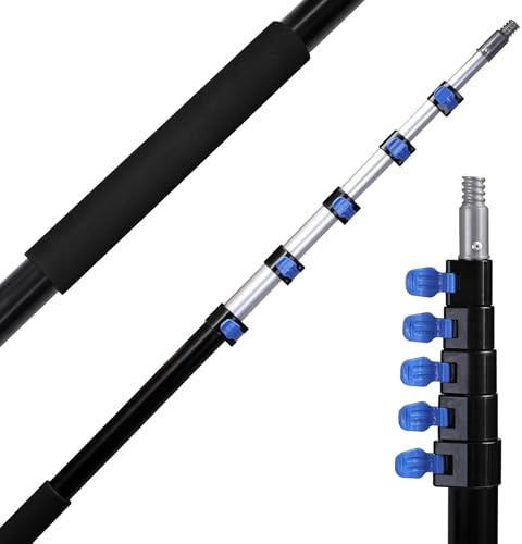 campMax Multi-Purpose 22ft Extension Pole, Lightweight Durable Aluminum Alloy Telescopic Pole for High Ceilings Window Cleaning Paint Roller