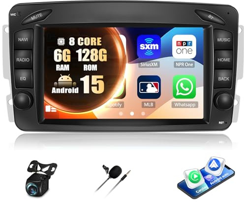 Zomolither 8 Core 6+128G Android 15 Autoradio für Mercedes-Benz CLK/W209/W203/Klasse C/Viano/W639/Vito mit Wireless Carplay Android Auto, 7'' Bildschirm mit Bluetooth GPS DSP FM/RDS EQ+Rückfahrkamera