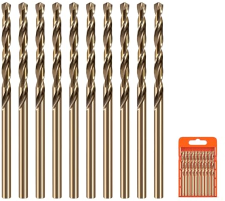 YIJIZE Metallbohrer 3.5mm, 10 Stück M35 Cobalt Spiralbohrer Set, HSS Bohrer Set, Hochleistungs Bohrer für Edelstahl, Gusseisen, Aluminium, Metall
