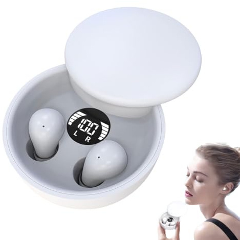 Listenings Digital Mini Headphones, Mini Invisible Wireless Earbuds, Bluetooth 5.4 Headphones In Ear with Noise Cancelling Mic, Waterproof Sleep Earbuds, True Wireless Earbuds for Sleeping (White)
